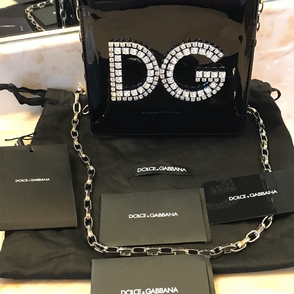 Dolce&Gabbana Black Patent Leather Crystal Bag - Picture 2 of 5
